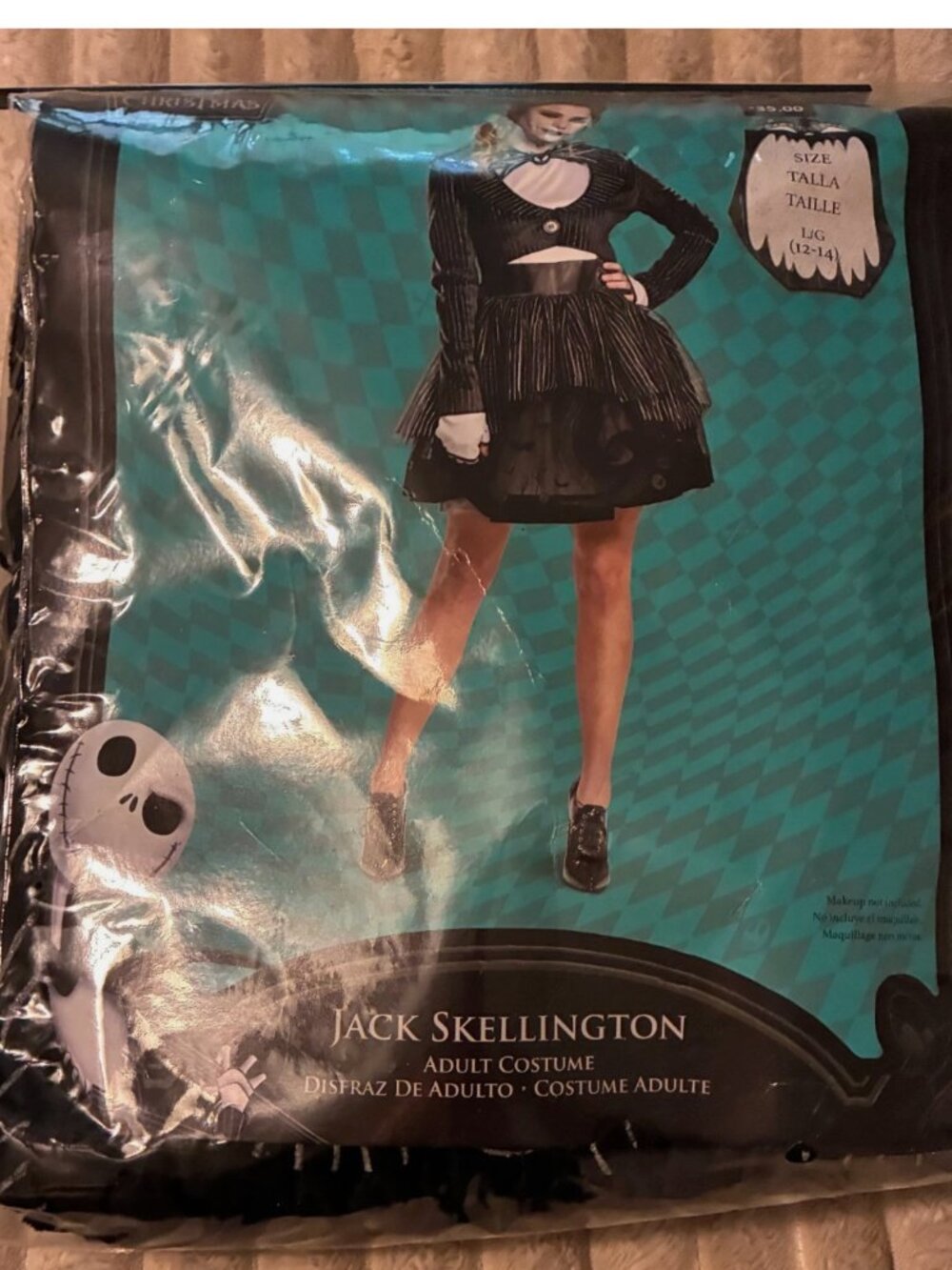 THE NIGHT BEFORE CHRISTMAS JACK SKELLINGTON TUTU ADULT COSTUME LARGE 12-14-NWT!